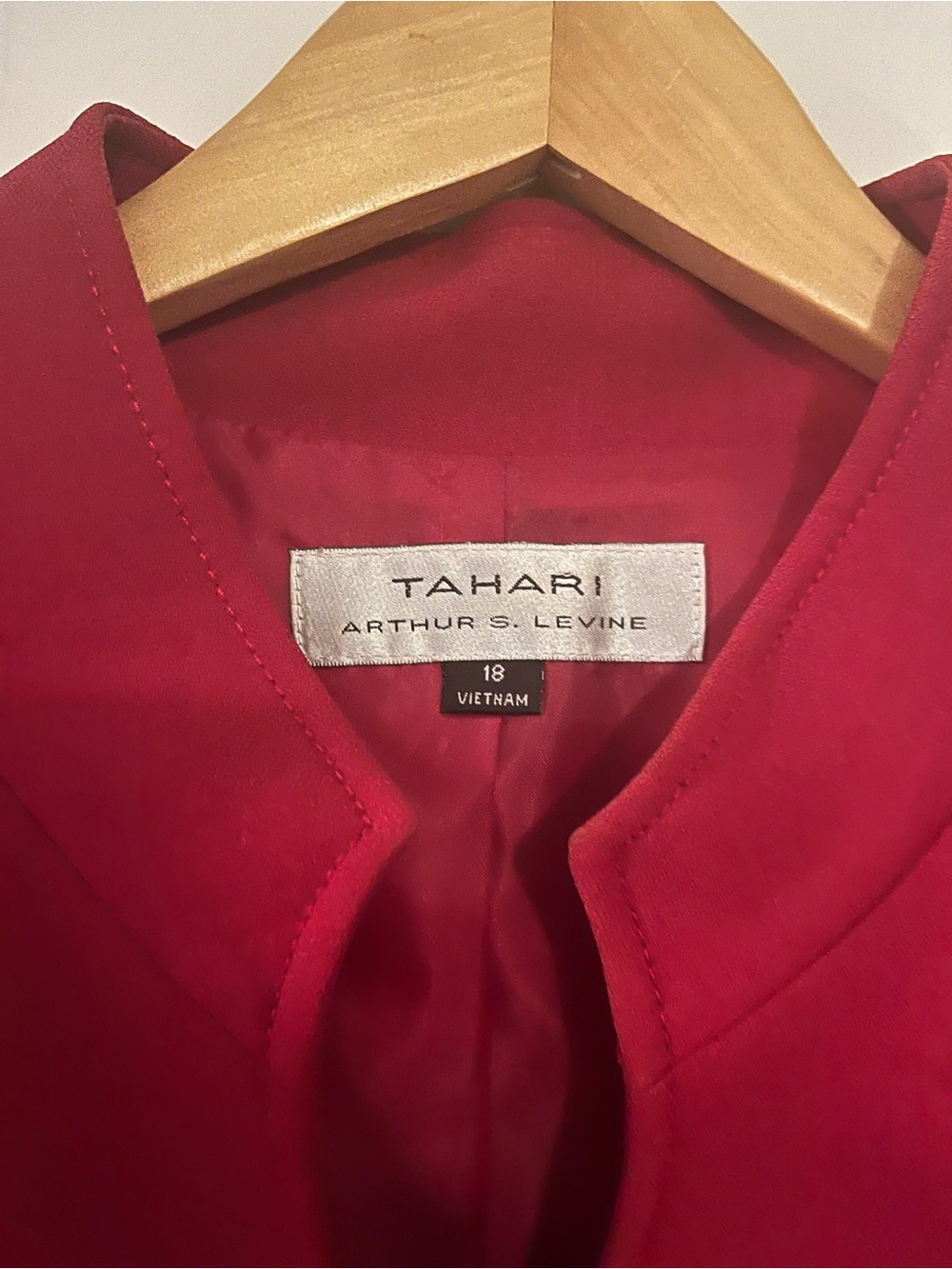 Tahari Women's Red Collarless Button-Down Shirt